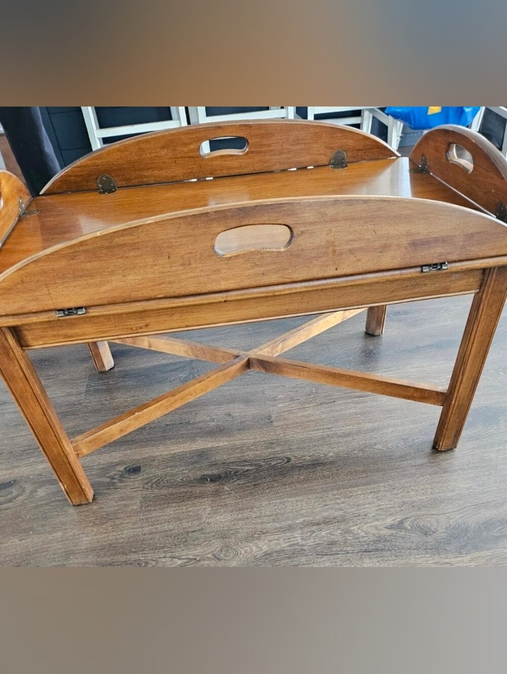 Ethan Allen Butlers Table Wooden Folding Tray Table